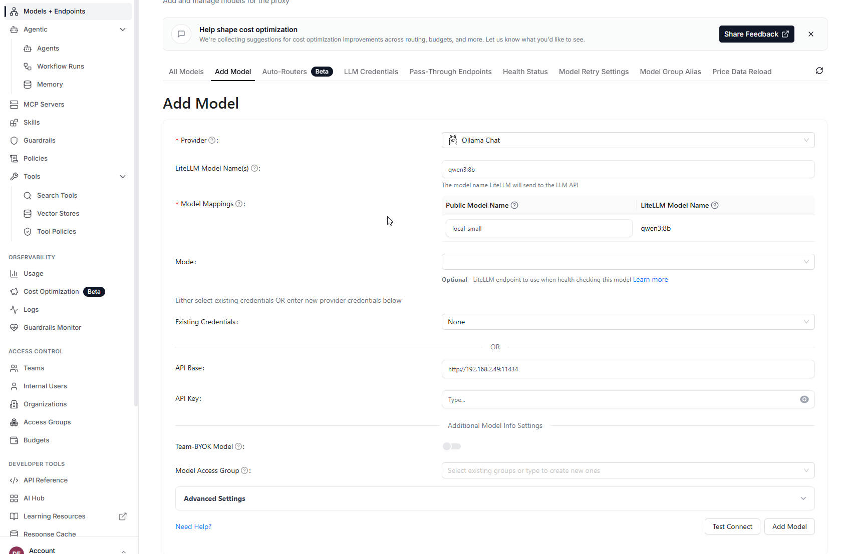 LiteLLM configuration for the local-small Ollama backend