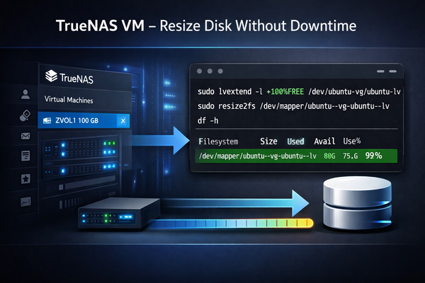 TrueNAS VM – resize disk without downtime